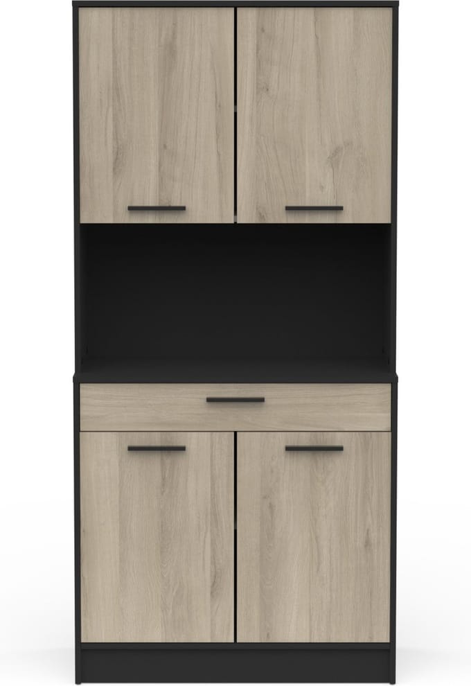 Buffetkast Romanie-Kronberg eik/matzwart - CBA - Keuken magnetronkast - Bruin; Zwart - Melamine; Spaanplaat