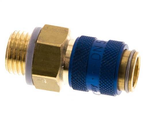 Messing DN 5 Blauw Luchtkoppeling Snelkoppeling G 1/4 inch Buitendraad - CLS5-M-B-BLU-014