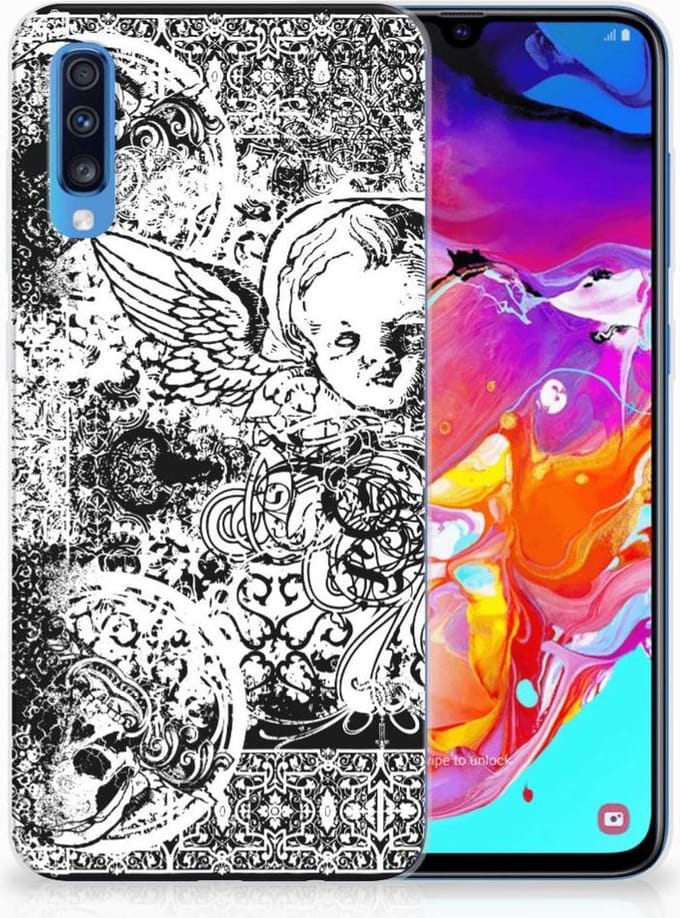Silicone Back Case Samsung Galaxy A70 Skulls Angel