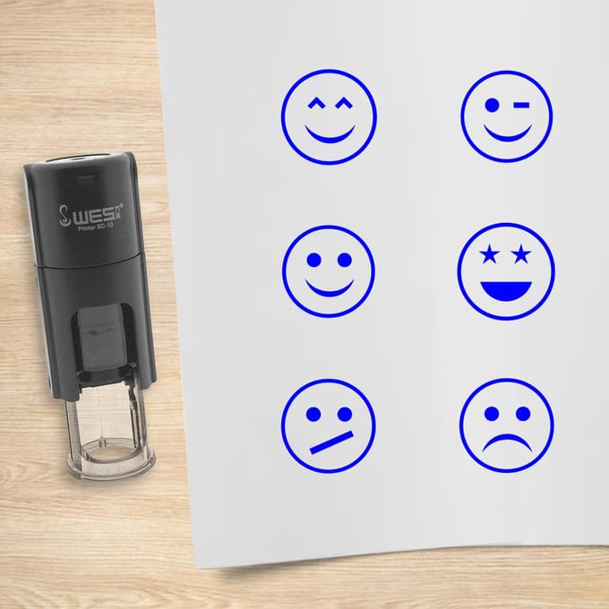 CombiCraft stempelset Smiley blauw met 6 stempels