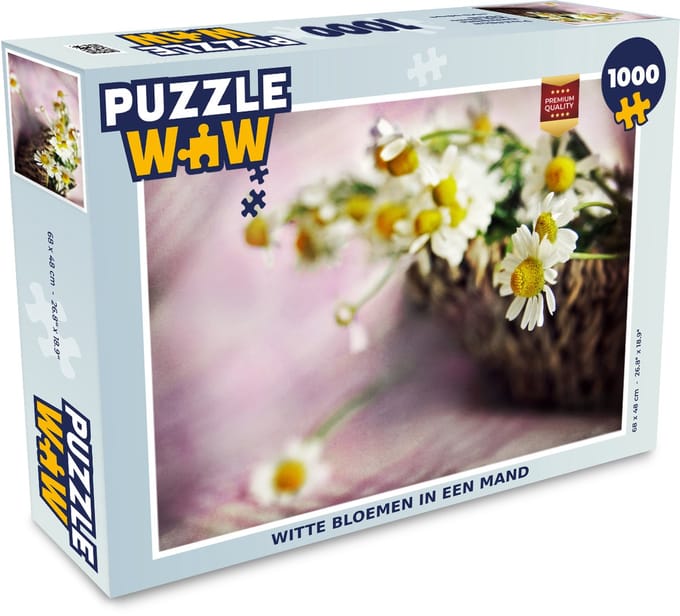 Puzzel Bloemen - Mand - Wit - Legpuzzel - Puzzel 1000 stukjes volwassenen