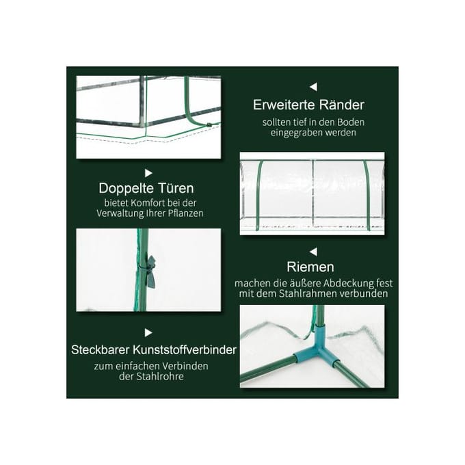 Serre - MUVOE - 200x100x80 cm - Acier - Plastique - Groen groen