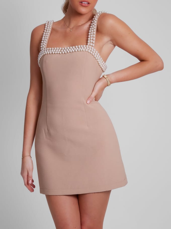 Odd Muse Pearl Mini Dress Camel Maat: XXS | Mini Jurken Outlet | Dames | Beige