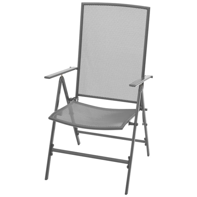 vidaXL - Stapelbare - klapstoelen - (2 - stuks) - in - staalgrijs