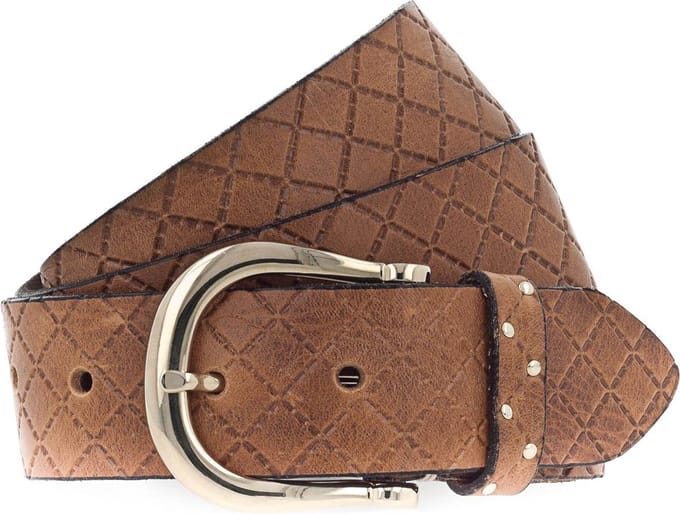 b.belt Leren Riem Liana Gold Belt W85 Cognac Bruine