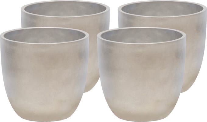 Mega Collections Plantenpot/bloempot - 4x - keramiek - zilver - D11 x H10 cm