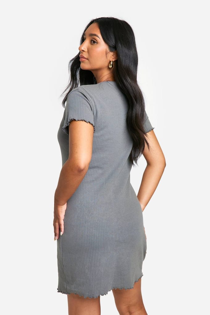 boohoo Dames Maternity Ribbed Button Down Nightie | Houtskool | Maat: 44