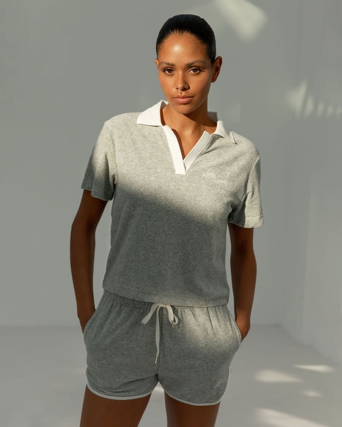 The Lola Club Dames short teddy grijs melange