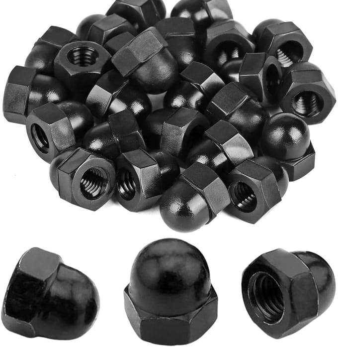 Bikasun Pack of 20 Socket Nuts M10 Black Stainless Steel Cap Nuts Hat Nuts High Shape A2 V2A Hex Socket Nuts DIN 1587 - ShopVlot