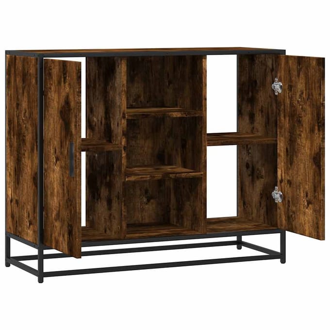 vidaXL Dressoir 92x35x76 cm bewerkt hout gerookt eikenkleurig