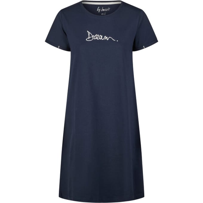 By Louise Essential Dames Nachthemd Korte Mouw Dream Blauw - Maat L