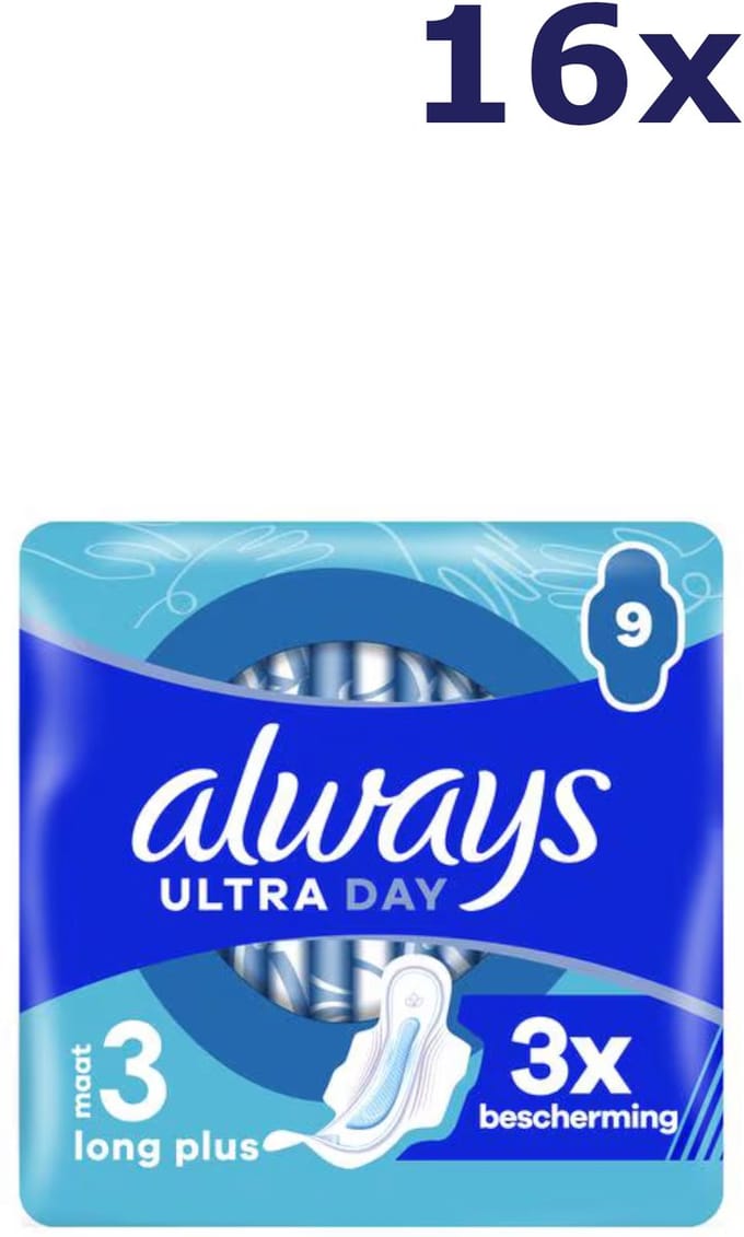 16x Always Ultra Day Long Plus Maandverband 9 stuks