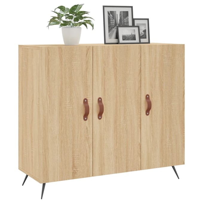 vidaXL - Dressoir - 90x34x80 - cm - bewerkt - hout - sonoma - eikenkleurig