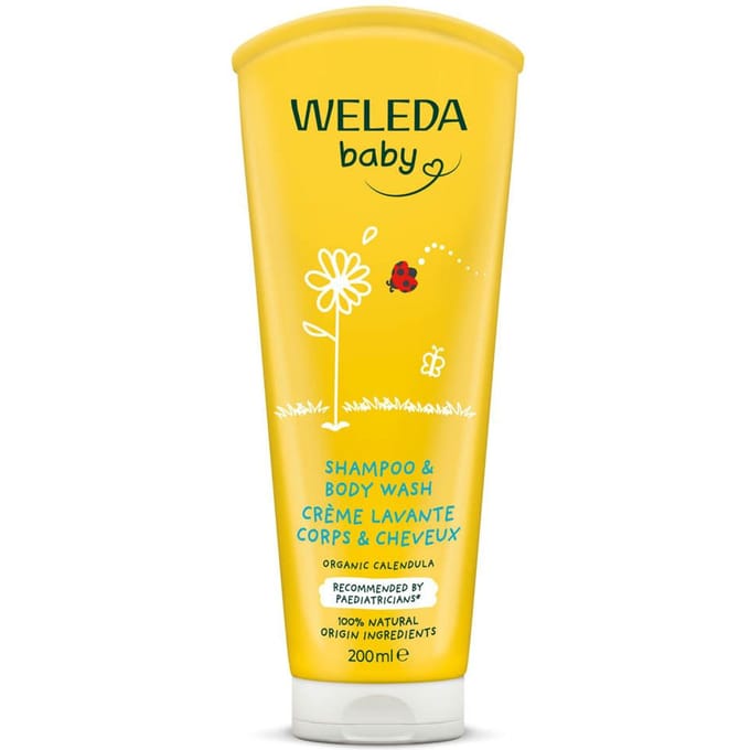 WELEDA Babyshampoo & Douchecrème - Calendula - Mild Reinigen & Uitdroging Voorkomen - 100% Natuurlijke Ingrediënten - 200ml