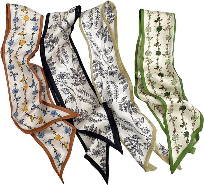 Multifunctionele Boho Sjaals voor Vrouwen - 4 Stuks Satijnen Sjaal, Haarband en Accessoires voor Diverse Stijlen