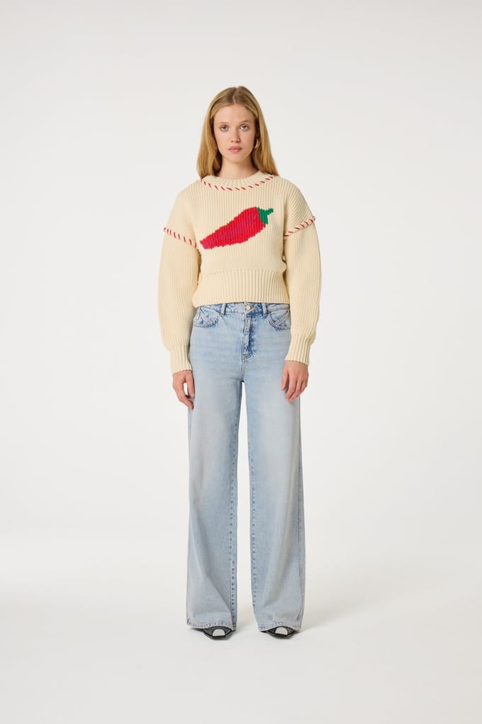 Fabienne Chapot Viola Pullover Warm White Maat: M | Sweaters Outlet | Dames | Beige