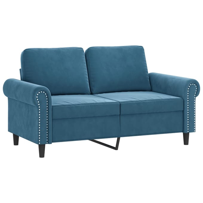 vidaXL - 3-delige - Loungeset - met - kussens - fluweel - blauw