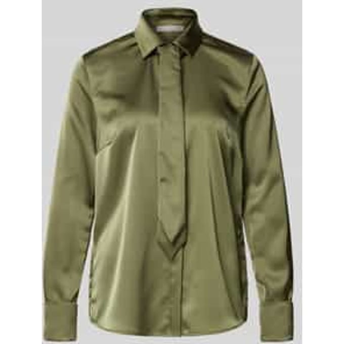 Regular fit overhemdblouse van satijn met platte kraag