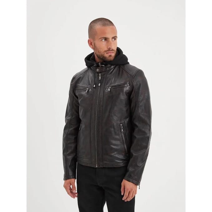 Leren jack met capuchon Daytona 73 Winstoner Sheep Veg Kanwal