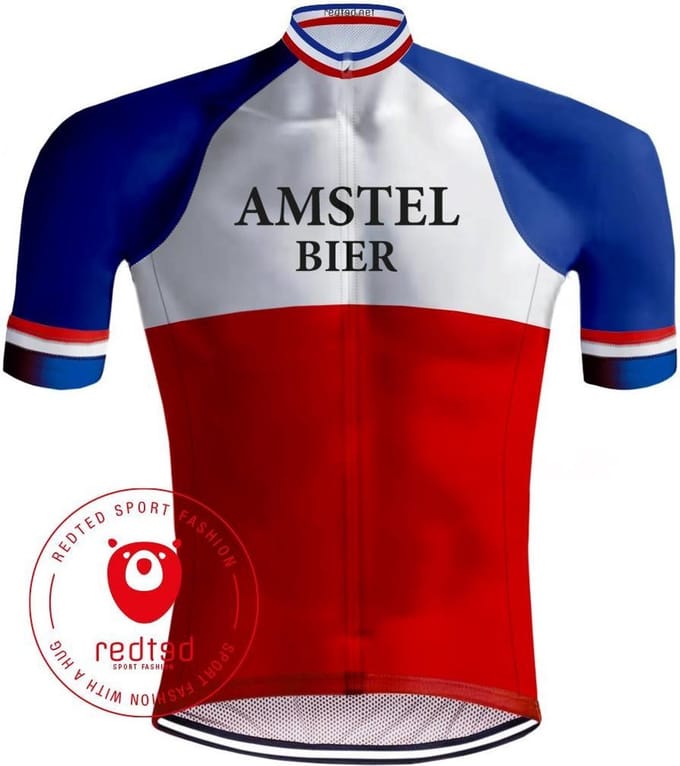 Retro Wielershirt Amstel Bier Rood/Blauw - REDTED - S