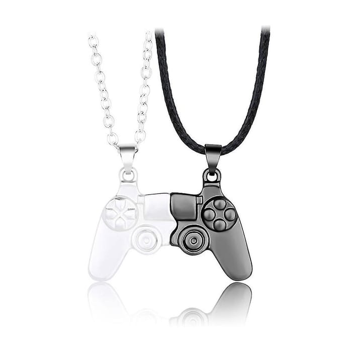 Bixorp Friends BFF Ketting voor 2 met Controller Zwart/Zilver - Vriendschaps Cadeau