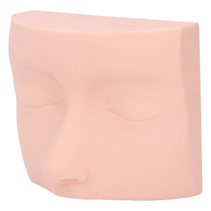 Wimperverlenging Mannequin Hoofd Herbruikbaar Zacht PVC Wimper Training Oefenhoofd voor Beginners beige