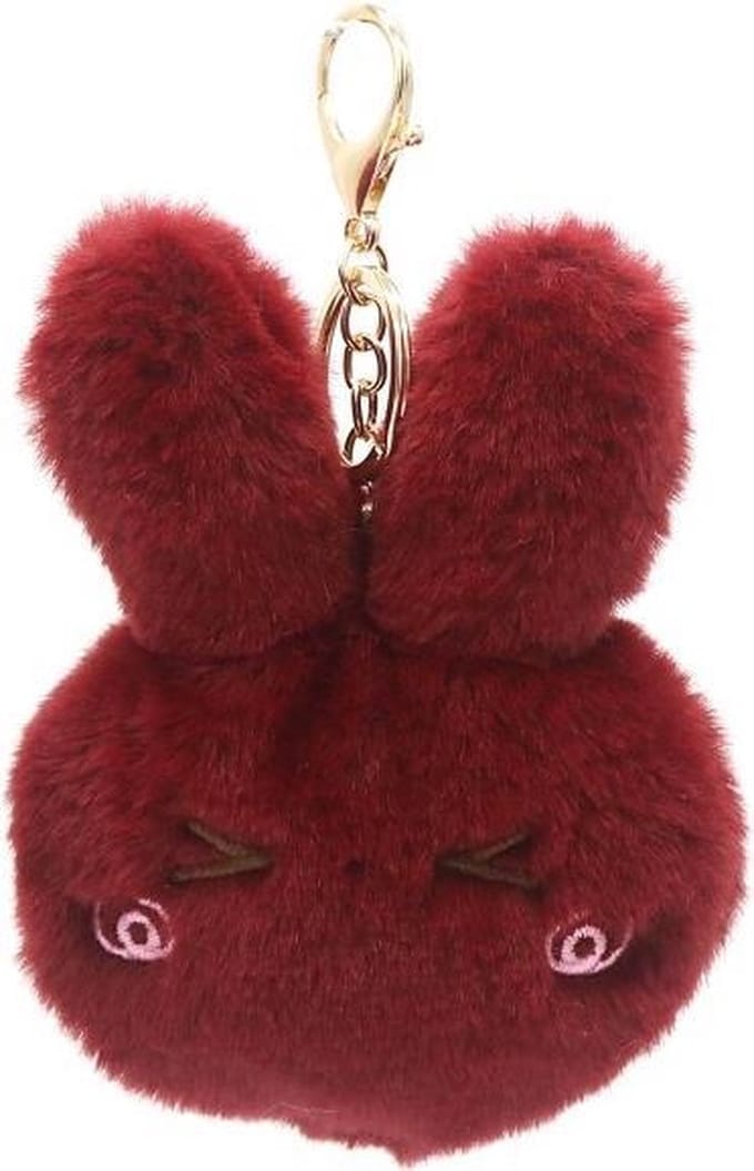Sleutelhanger Fluffy Konijn - 12x10x3 cm - Rood