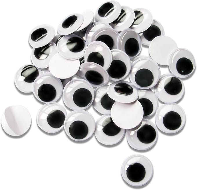 Wiggle Googly Eyes 5-35mm met Plakstrip voor DIY Scrapbooking en Creatieve Knutselprojecten - 30mm Wit