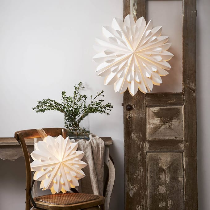 STAR TRADING Decoratieve ster Cliff, papier, zonder fitting wit Ø 40cm
