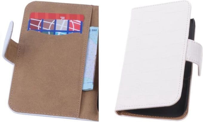 Wit Croco Samsung Galaxy Core Book/Wallet Case/Cover