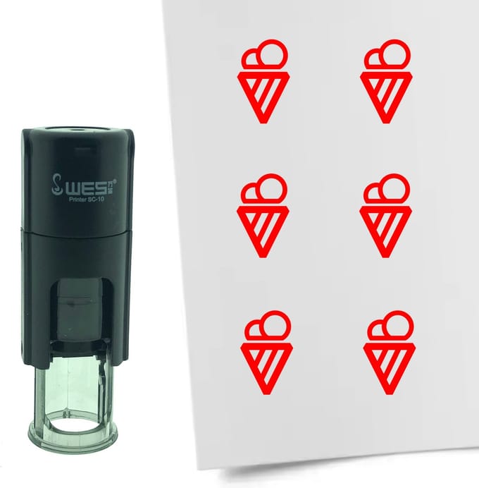 CombiCraft Stempel IJsje 10mm rond - rode inkt