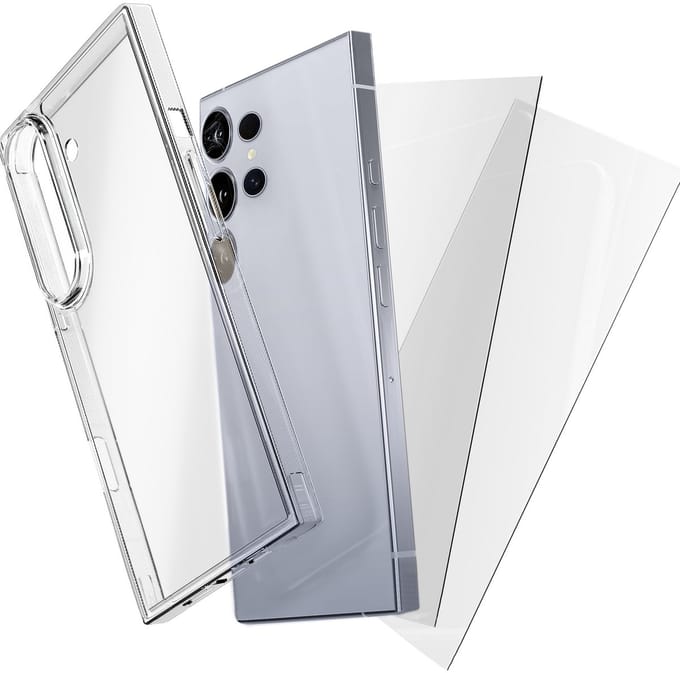 Hoesje geschikt voor Samsung S25 Ultra Transparant - 2x screenprotector - beschermglas screen protector- Anti Shock case