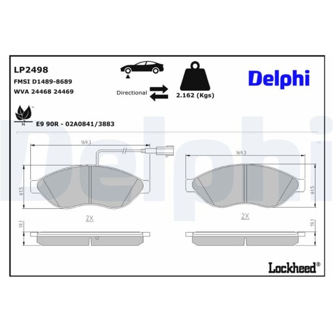 Remblokset DELPHI LP2498, voor