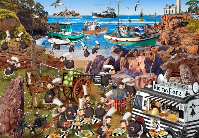 Grafika puzzel Les Bigoudènes - legpuzzel 1000 stukjes kleurrijk.