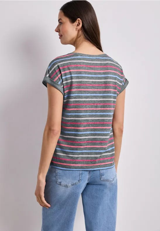 Shirt met losse schouders en strepen