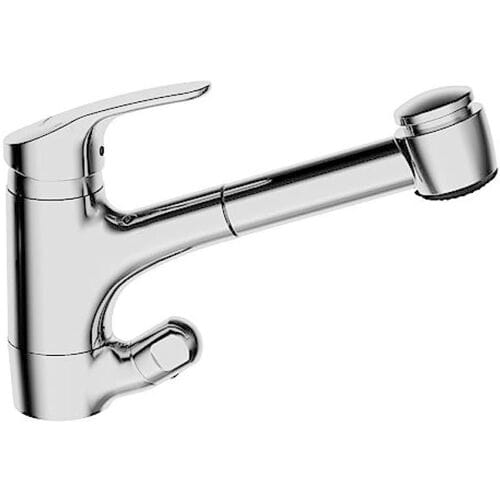 Hansamix sink single-lever single-hole mixer, with appliance shut-off valve and pull-out dish spray 01392183