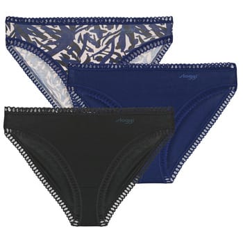 Sloggi Women GO Crush High leg (3-pack) - dames slip - zwart - blauw - print