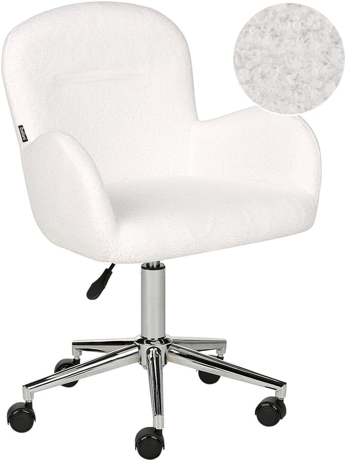 PRIDDY - Bureaustoel - Gebroken wit - Bouclé