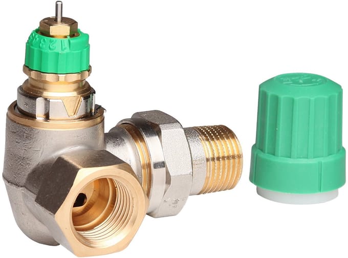 Danfoss Dynamic Valve thermostatische radiatorafsluiter dubbel haaks links 1/2 instelbaar debiet van 25 135 l/h RA DV