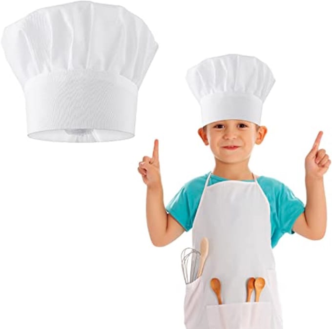 Koksmuts voor Kinderen - Verstelbare Bakkersmuts in Wit, Geschikt voor Feestjes en Koken