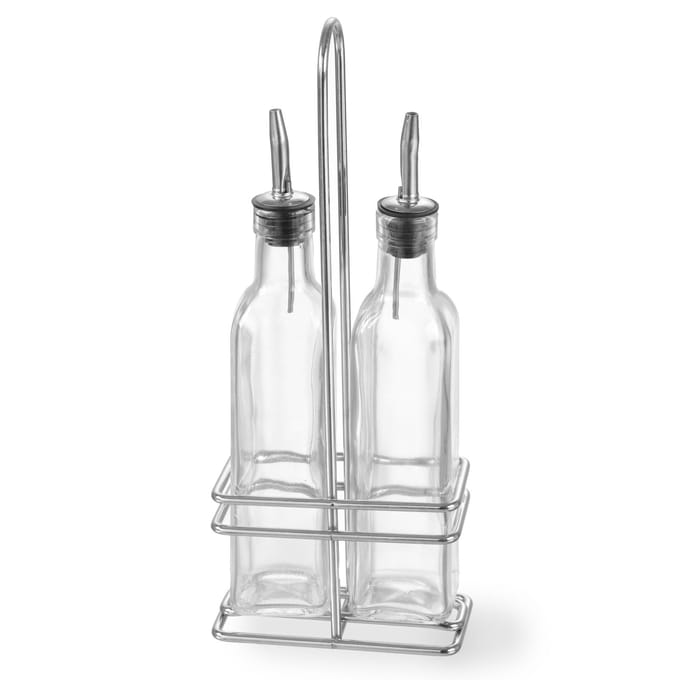 Ensemble de table de bouteilles avec panier pour huile d'olive et vinaigre de vin 2 x 237 ml Hendi 460245