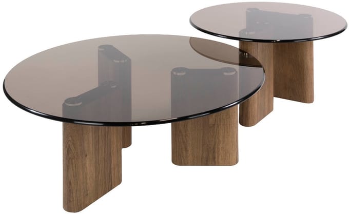 Fraaai - Caruso salontafel rond set van 2 - brons glas