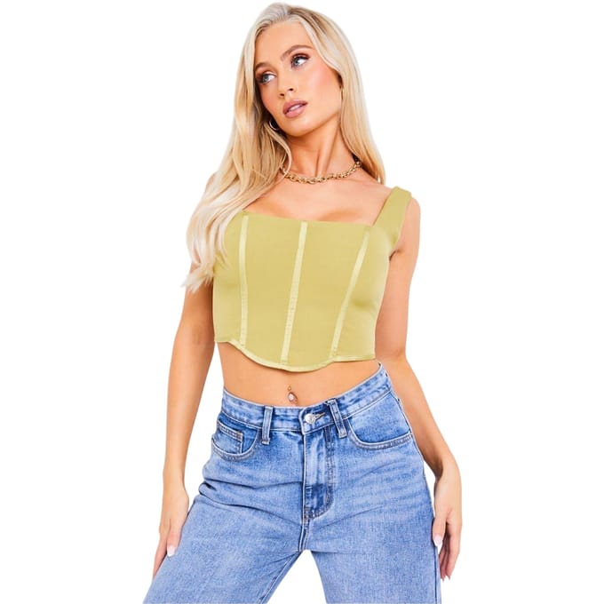 Missy Empire Dames/Dames Korset Top (Kaki Groen)