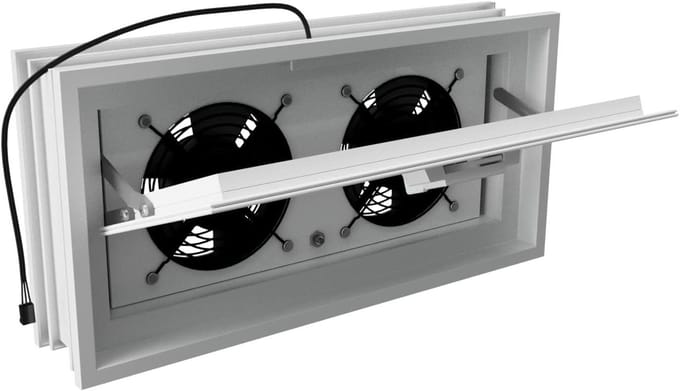 Ventilatie raam - Kozijn raam - Ventilatie in huis - Dubbel plastic glas - 38.4 x 18.9 cm - Wit