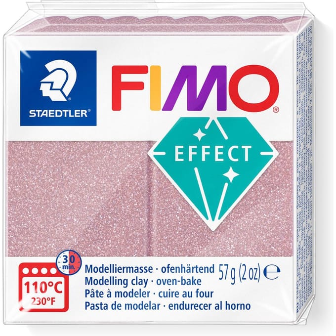 FIMO effect ovenhardende boetseerklei standaard blokje 57 g - glitter rosé gold