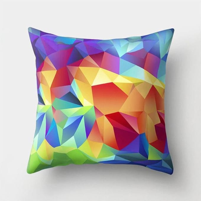 Kussenhoes Multi color 3-D met diamantfacet print. (500294)