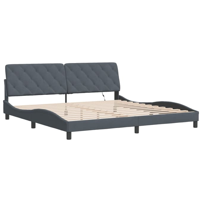 vidaXL - Bedframe - met - LED - zonder - matras - fluweel - donkergrijs - 200x200 - cm