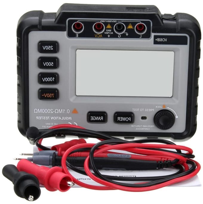 Isolatiemeter - Megger Tester - Elektrische Metingen - Groot LCD Display - 250/500/1000V - Wit