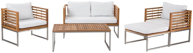 BERMUDA - Loungeset voor 4 - Gebroken wit - Acaciahout