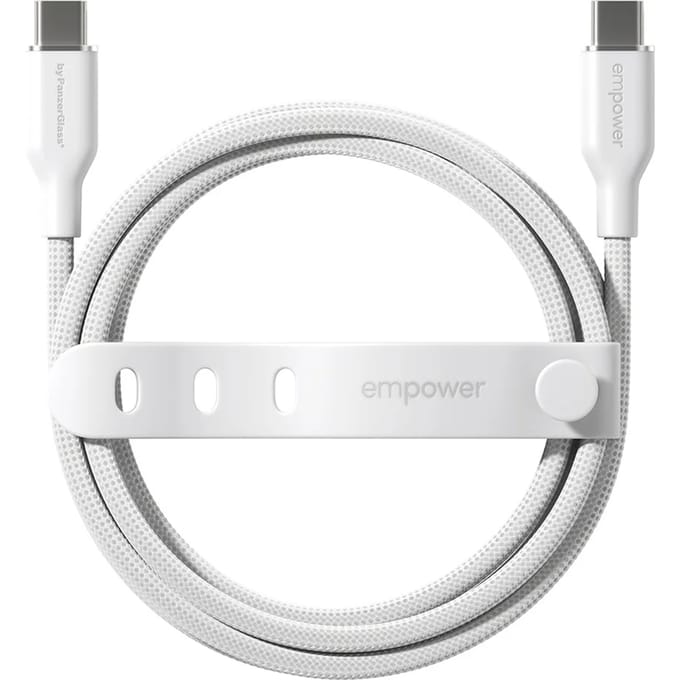 Empower by PanzerGlass Racing USB-C naar USB-C Oplaadkabel - 60W - 1,2 meter - Silver White